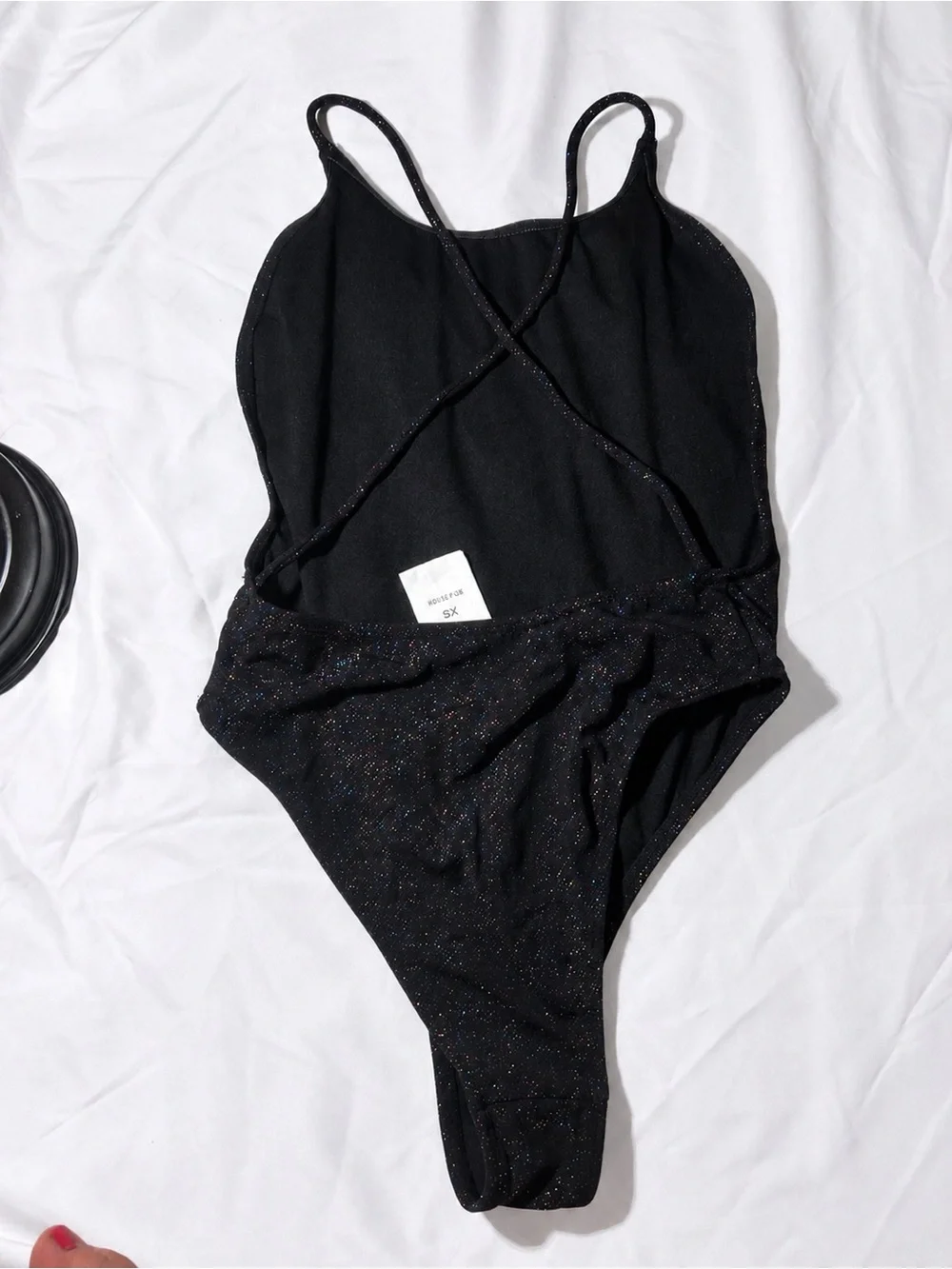Motel Rocks Black Sparkle One-Piece Swimsuit